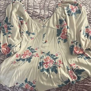 Free People Cream Floral Mini Dress